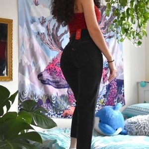 Authentic rare high waisted straight cut black Levi’s